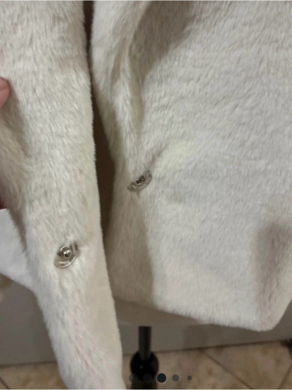Women’s Cream Faux Fur Jacket - Cozy Open Front Coat - Picture 3 of 3